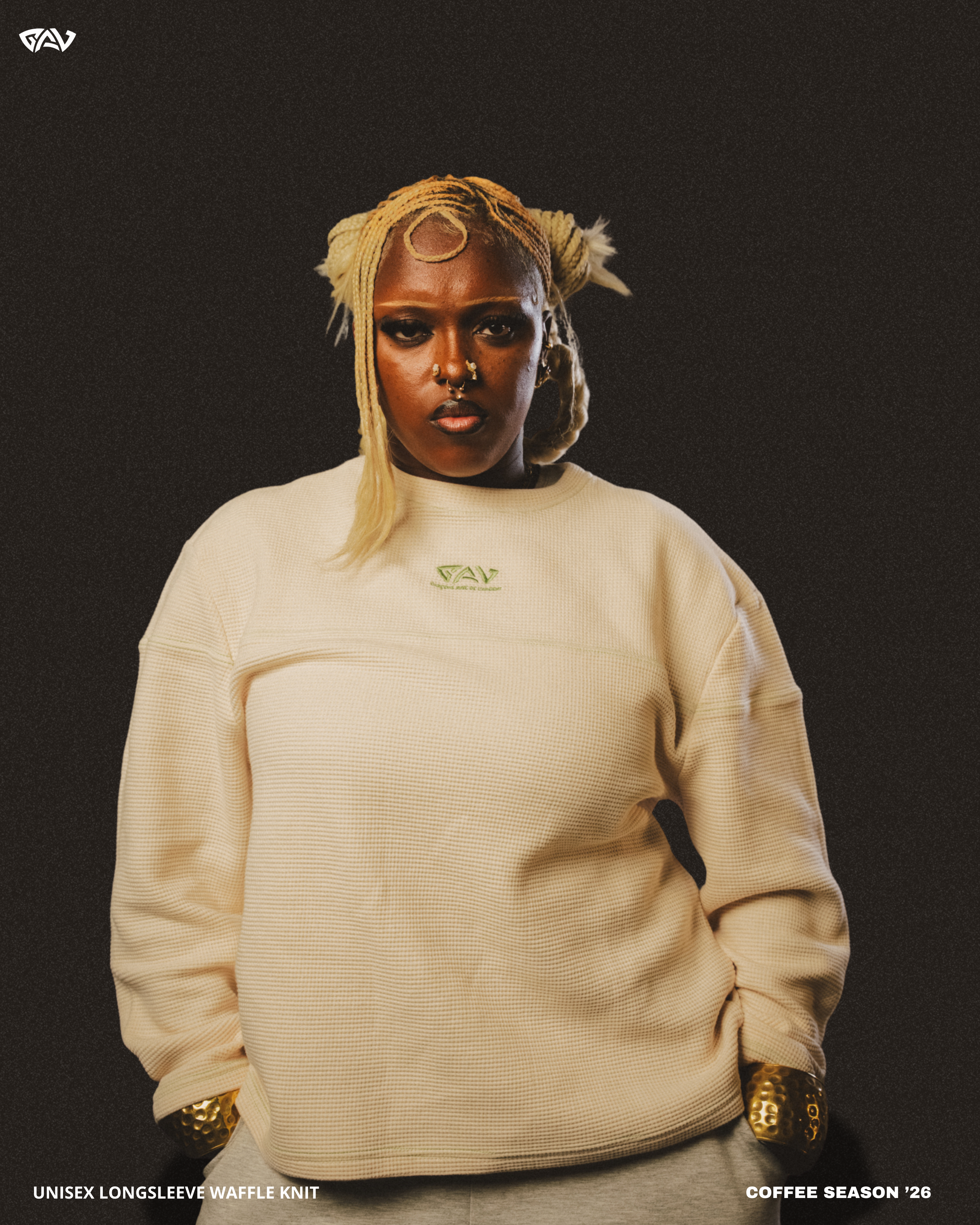 "MATCHA LATTE" WAFFLE KNIT LONG SLEEVE