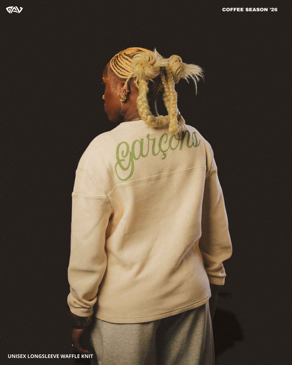 "MATCHA LATTE" WAFFLE KNIT LONG SLEEVE